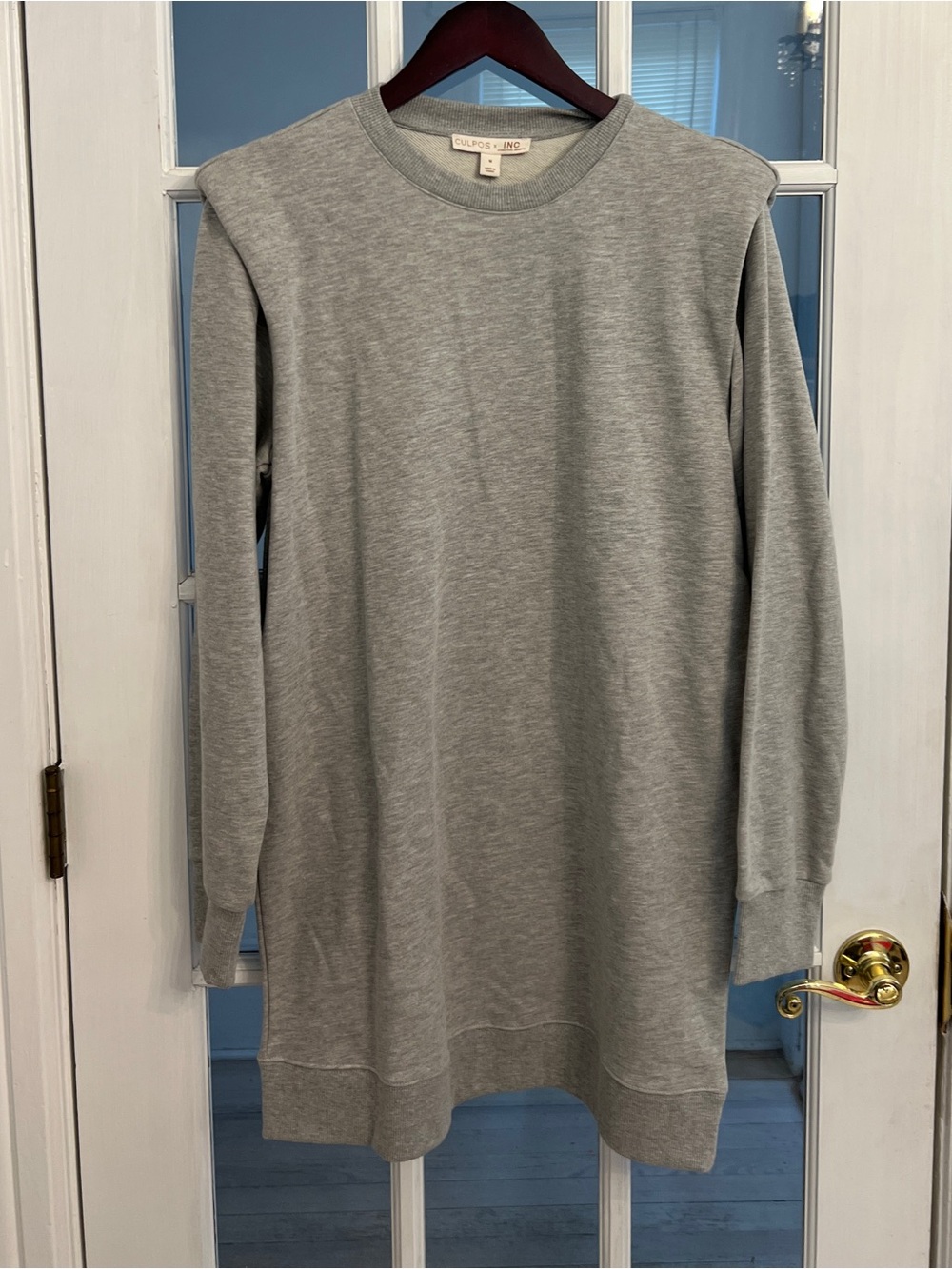 CULPOS X INC Women’s Heather Gray Strong Shoulder Sweatshirt Mini Dress M NWT
